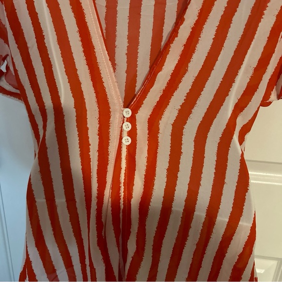 Ceres Women’s Large Top Orange White Stripe Sheer - Picture 5 of 6